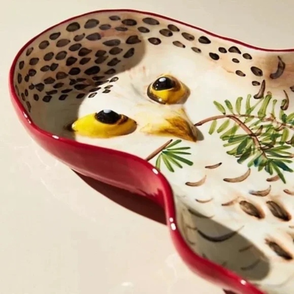 NWT Anthropologie  Nathalie Lete Snowy Owl Serving Platter - Picture 2 of 2